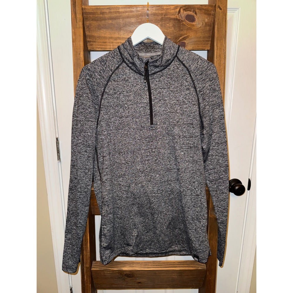 CORT VINES Mens Heathered Gray Quarter‎ Zip Long Sleeve Pullover Shirt Medium